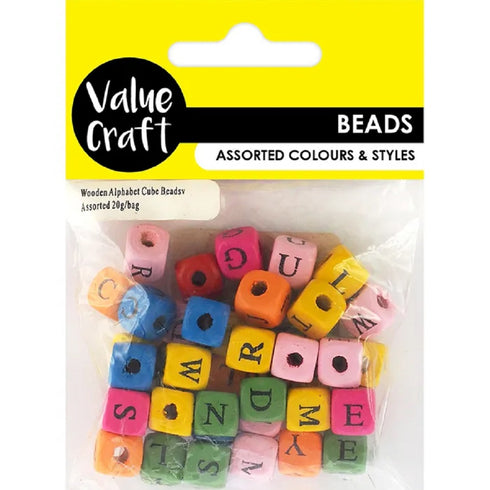 Craft Wooden Cube Alphabet Beads