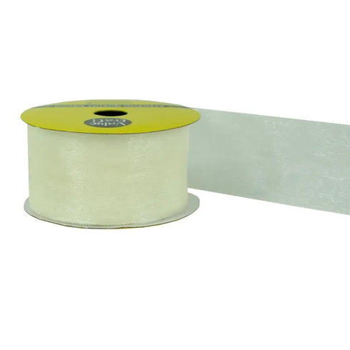 38mm Cream Organza Woven Edge Ribbon
