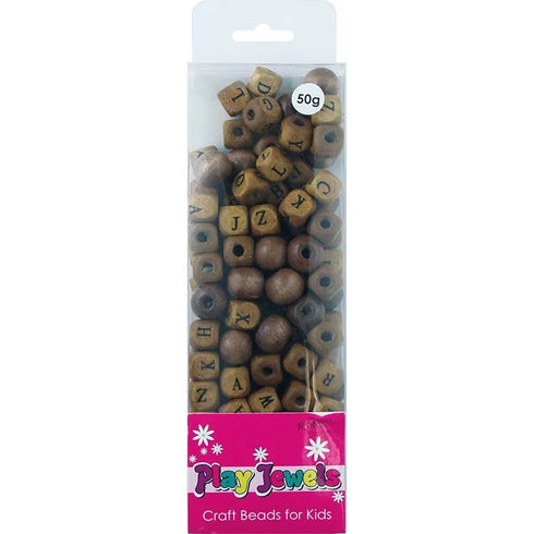 Dark Brown Colour Alphabet & Round Blister Pack Wood Beads