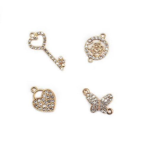 Assorted Love Designs Diamante Charms Set
