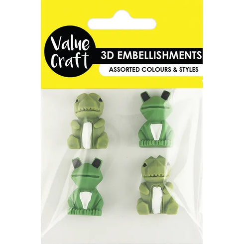 Dino & Frog Shapes Resin Embellishments