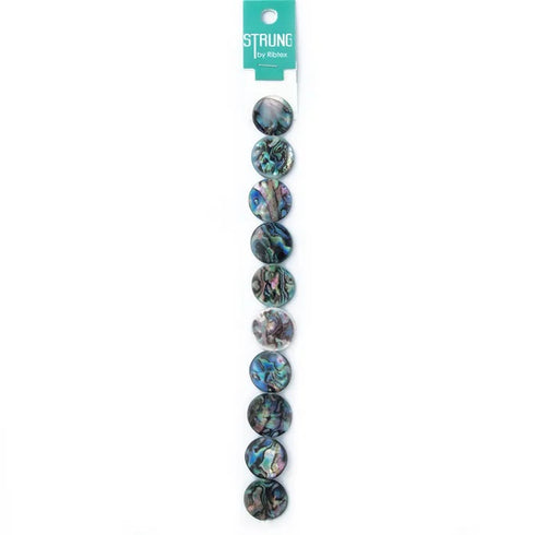 20mm Oil Effect Disc Shell Strung Beads