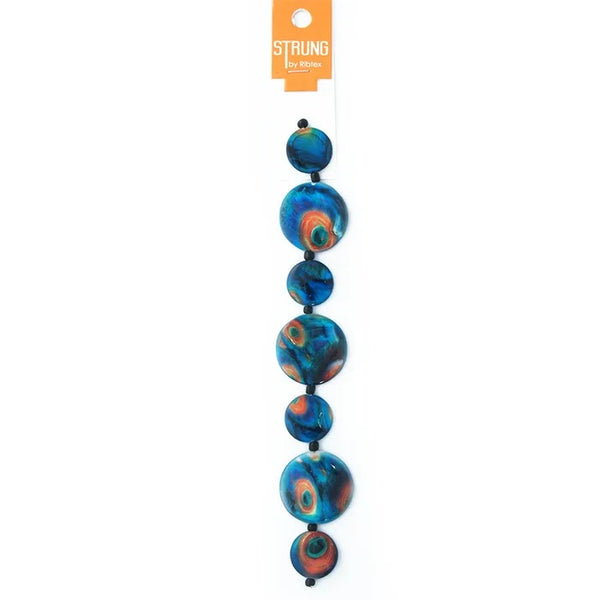 Peacock Design Disc Shell Strung Beads