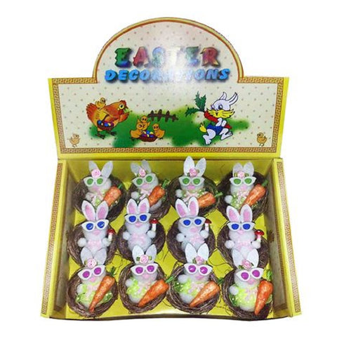 Assorted Rabbits in a Nest Easter Decoration