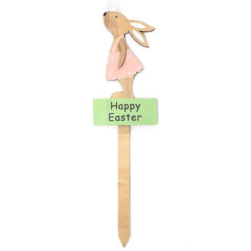 Easter Wooden Decoration Girl Bunny Pick