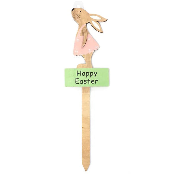 Easter Wooden Decoration Girl Bunny Pick