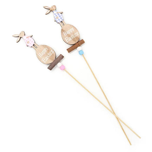 Easter Wooden Decoration Bunny Egg Picks
