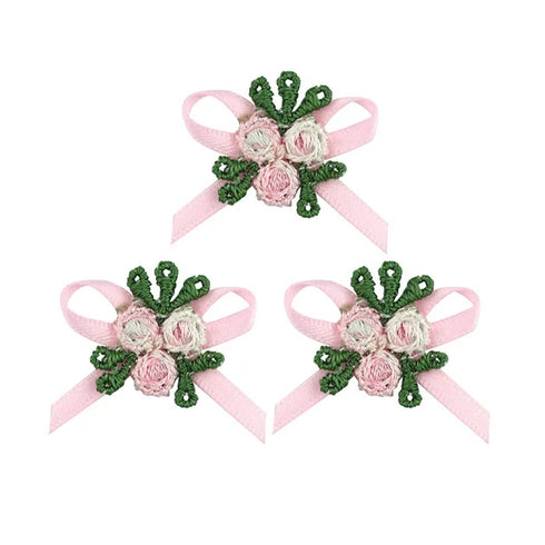 Embroidered Satin Rose with Bow