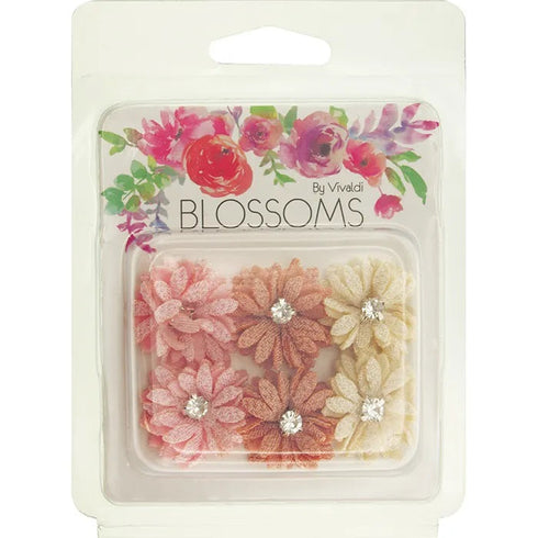 Fabric Daisy Flowers with Rhinestone