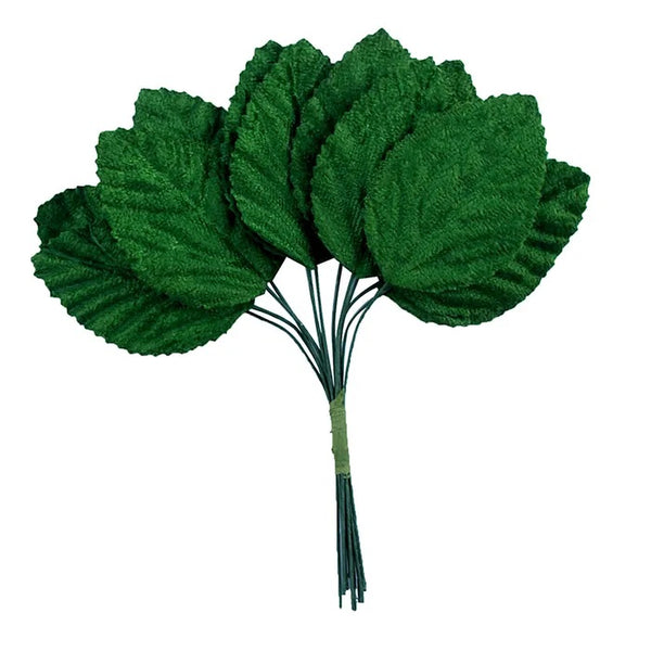 Fabric Faux Velvet Rose Leaves