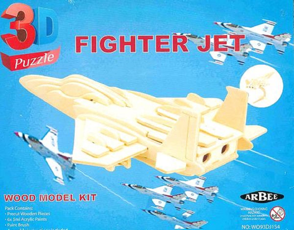 Fighter Jet 3D Wooden Puzzle DIY Kit