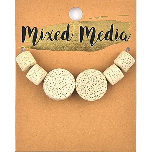 Flat Round & Tube Lava Beads (available in 5 colours)