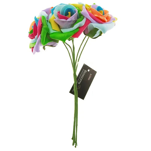 6 Heads Foam Rose Flowers Bunch (available in 7 colours)