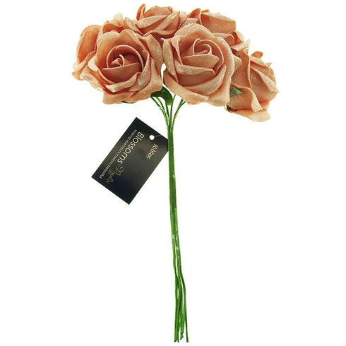 6 Heads Foam Rose Flowers Bunch (available in 7 colours)