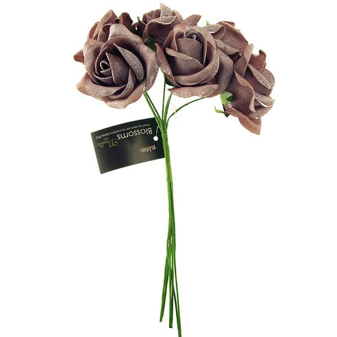 6 Heads Foam Rose Flowers Bunch (available in 7 colours)
