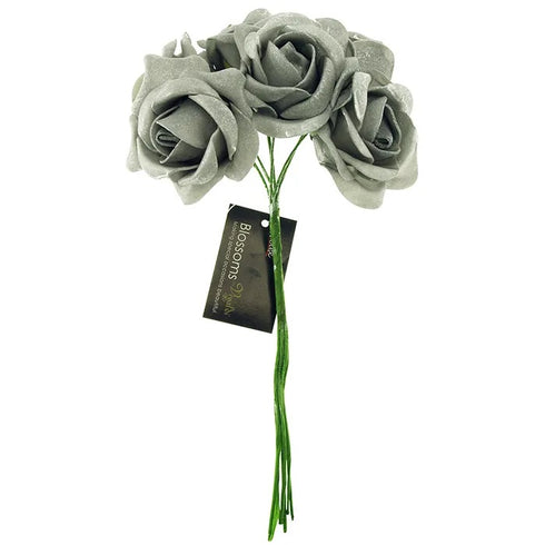 6 Heads Foam Rose Flowers Bunch (available in 7 colours)