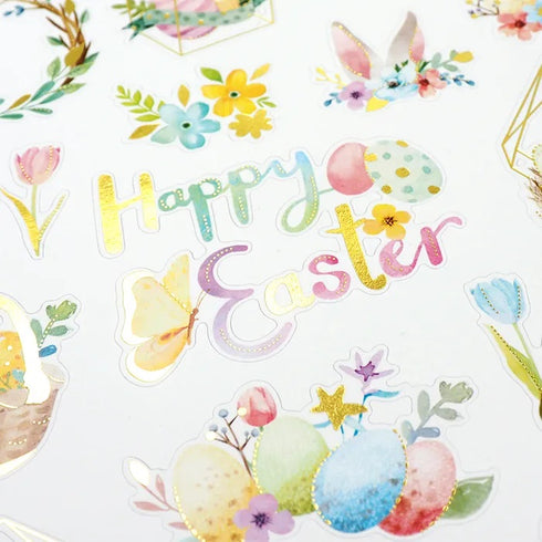 Foil Egg Baskets Shape Easter Stickers
