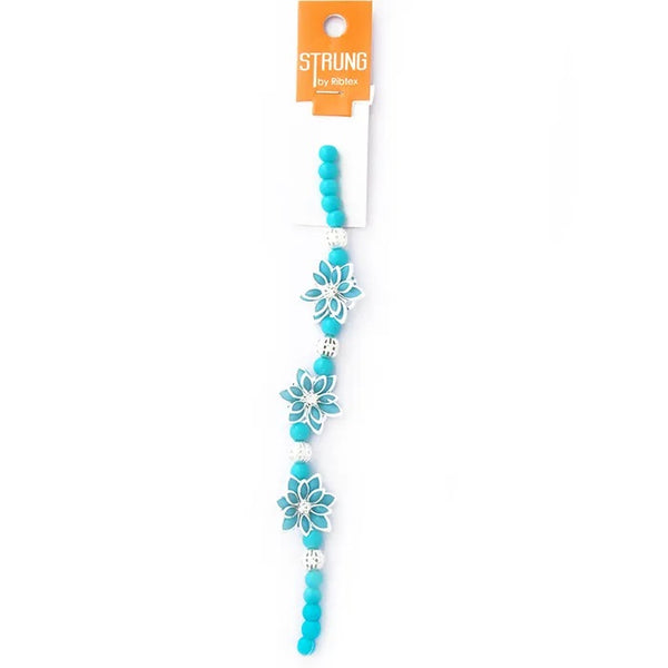 Glass 3D Flower, Filligree Balls & Round Strung Beads (available in 3 colours)