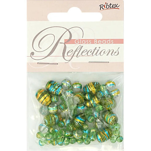 Glass Beads with Metallic Stripe (available in 4 colours)