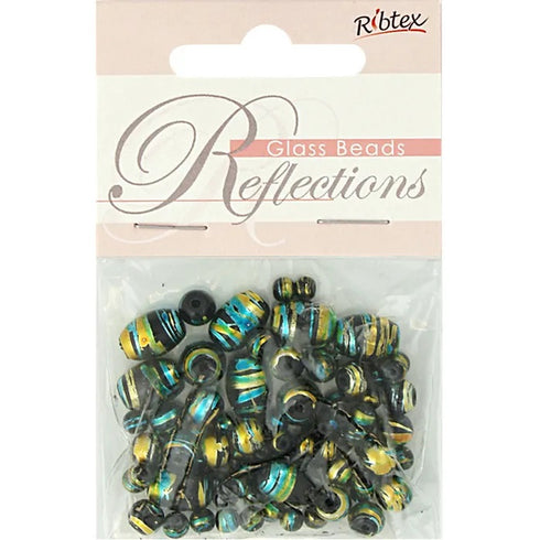 Glass Beads with Metallic Stripe (available in 4 colours)