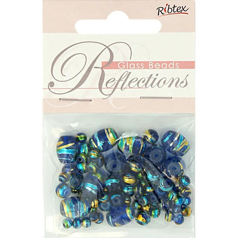 Glass Beads with Metallic Stripe (available in 4 colours)