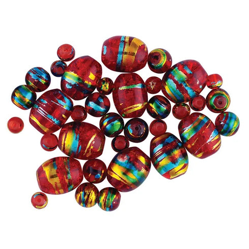 Glass Beads with Metallic Stripe (available in 4 colours)