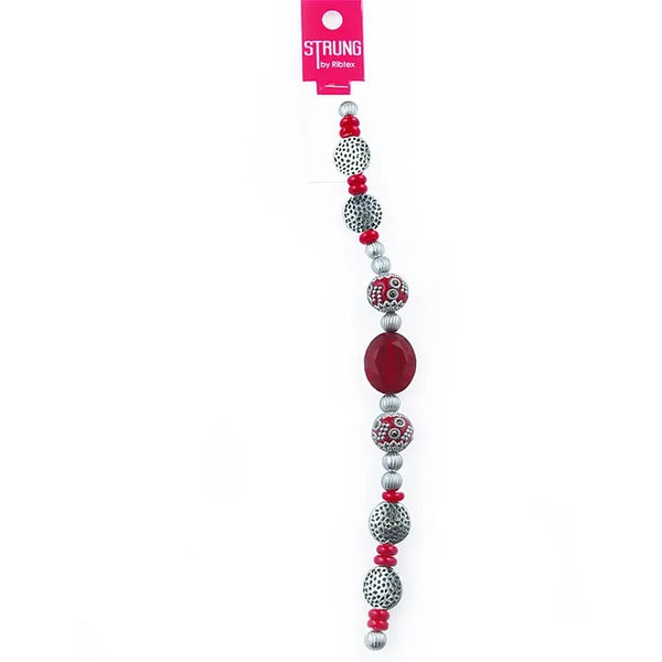 Glass Oval Facet & Metal Discs Strung Beads (available in 4 colours)