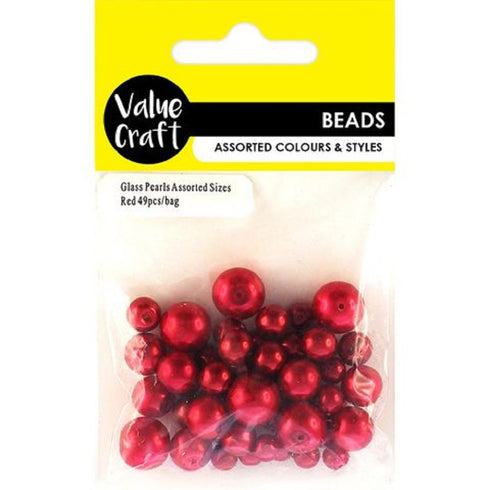 Red Colour Glass Pearl Beads