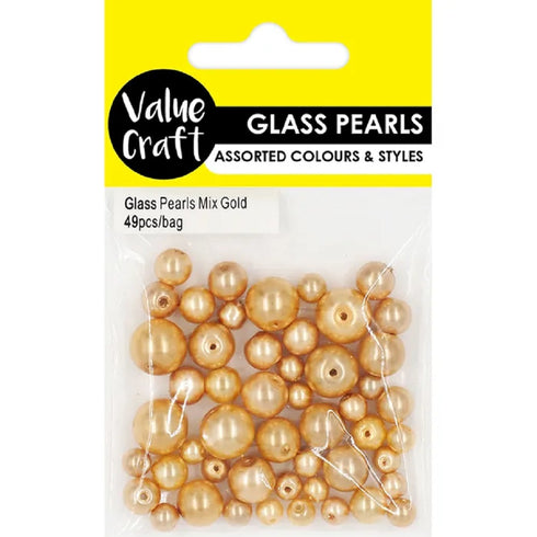 Gold Colour Glass Pearl Beads