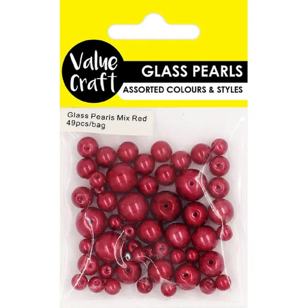 Red Colour Glass Pearl Beads