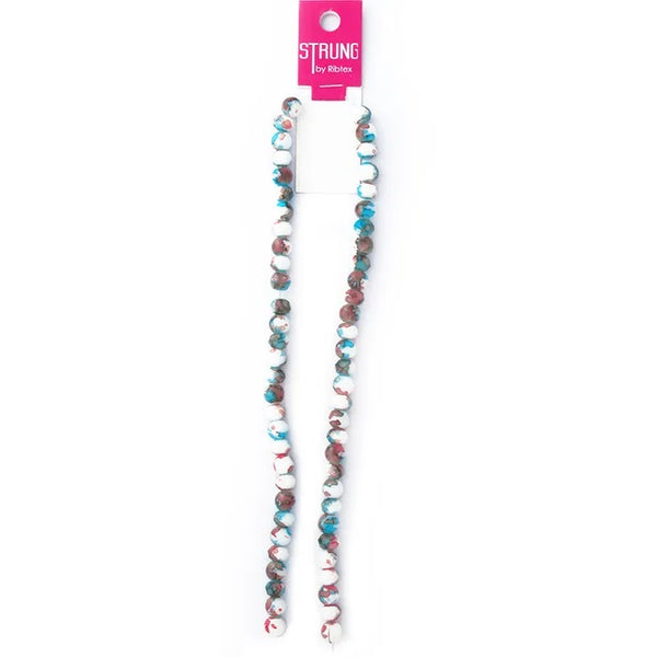 Glass Round & Squashed Facet Marble Strung Beads (available in 4 colours)