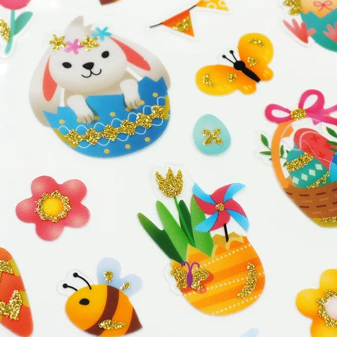 Glitter Bunny & Eggs Shape Easter Stickers