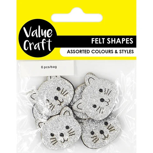 Glitter Cats Shape Felt Embellishment