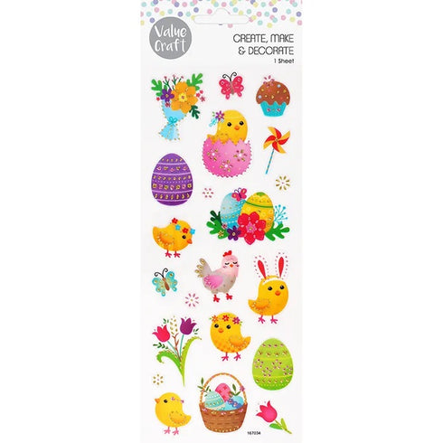 Glitter Eggs & Chicks Shape Easter Stickers