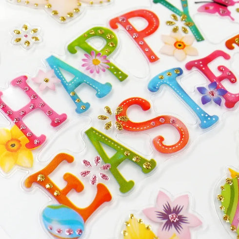 Glitter Happy Easter Stickers