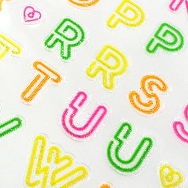 Glitter Neon Colour Alphabet Stickers