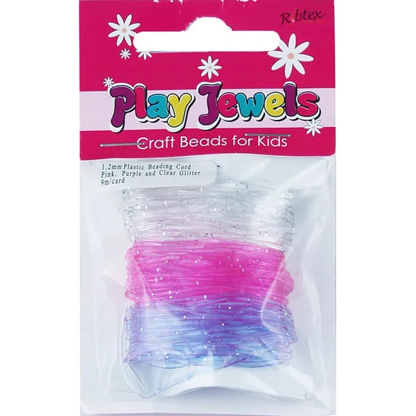 Glitter Pink, Clear & Purple Colours Plastic Beading Cord