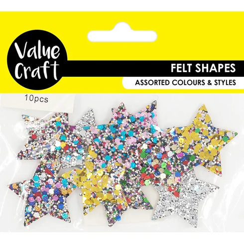 Glitter Stars Shapes Felt Embellishment