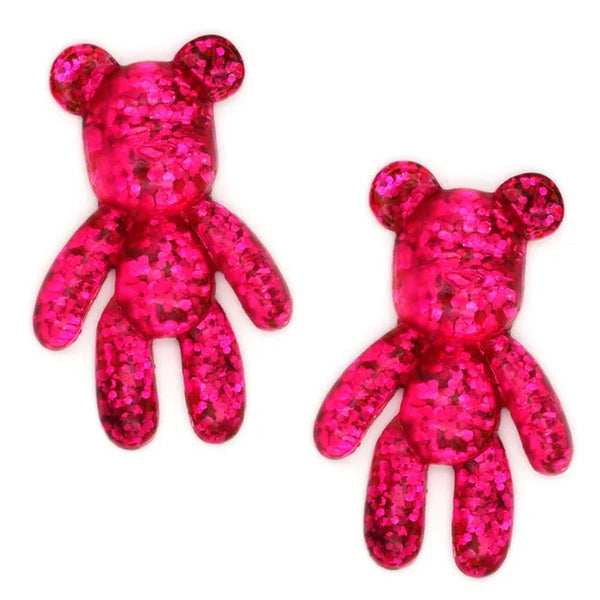 Glitter Teddy Bear Shape Resin Embellishments