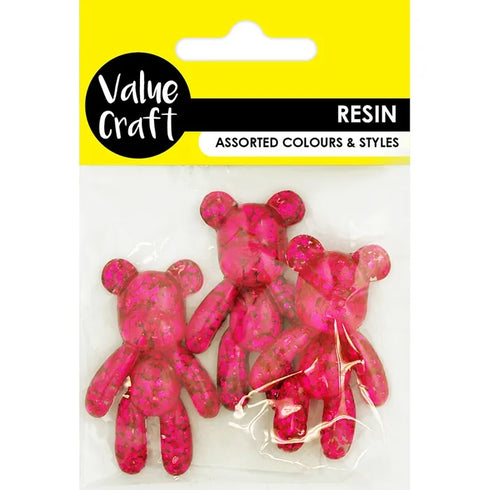 Glitter Teddy Bear Shape Resin Embellishments