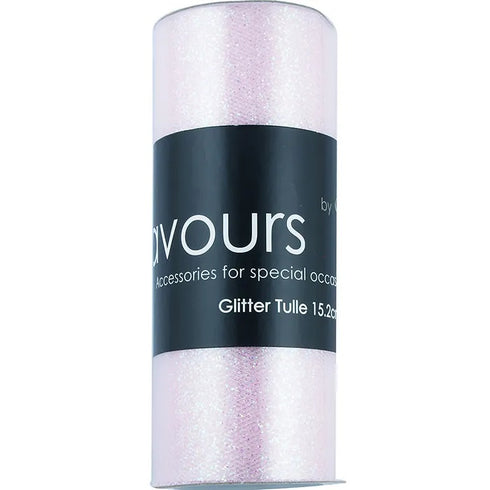 Glitter Tulle Nylon Ribbon Rolls (available in 8 colours)