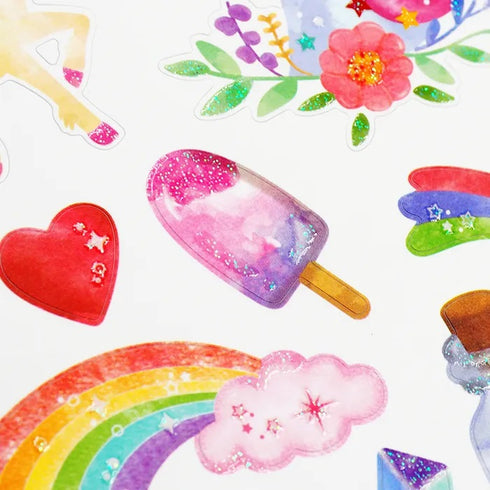 Glitter Unicorn & Rainbows Sticker
