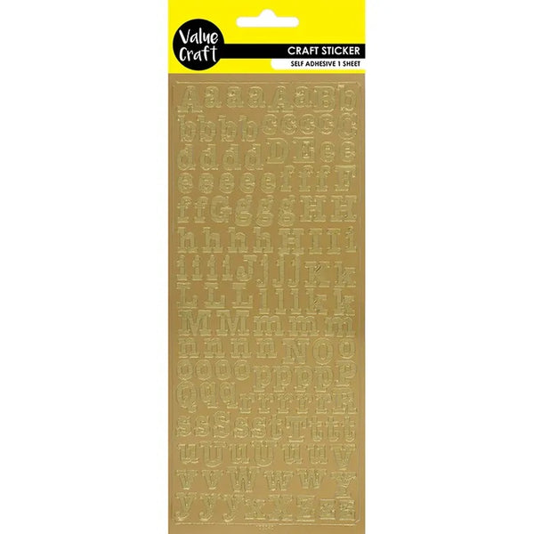 Gold Alphabet Flat Peel Stickers