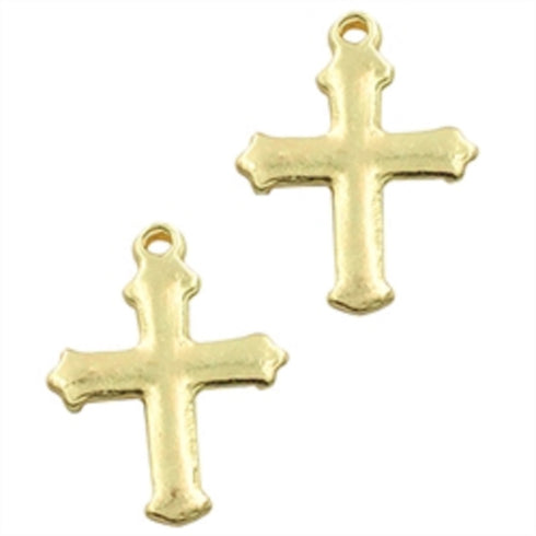 Gold Colour Cross Shape Charms