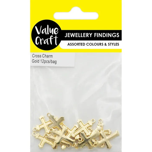 Gold Colour Cross Shape Charms