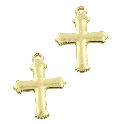Gold Colour Cross Shape Charms