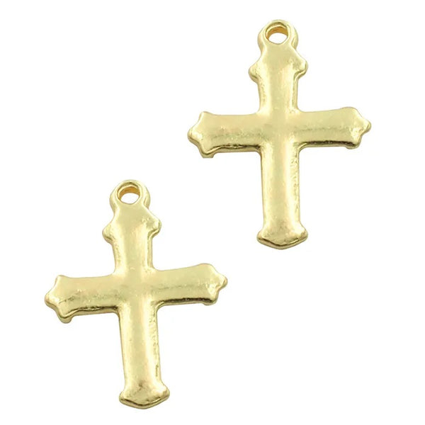 Gold Colour Cross Shape Charms