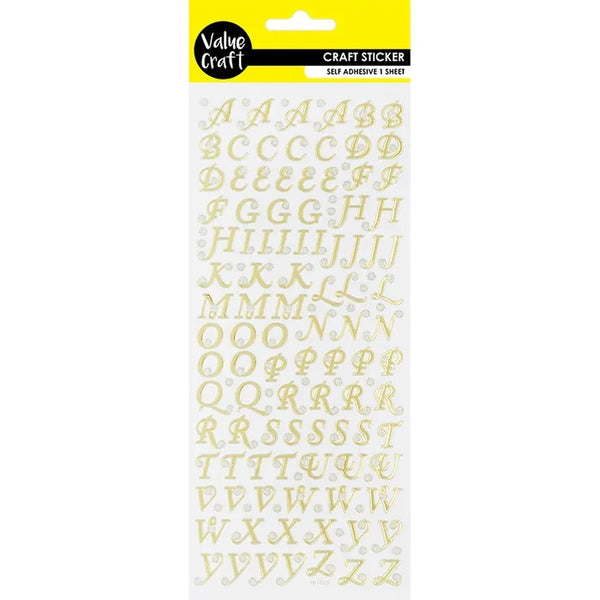 Gold Glitter Capital Alphabet Stickers