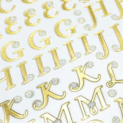 Gold Glitter Capital Alphabet Stickers