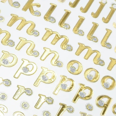 Gold Glitter Lowercase Alphabet Stickers